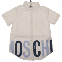 Moschino Blouse met blauwe print - optical white