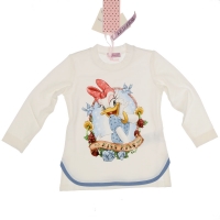 Monnalisa Longsleeve Katrien Duck Kiss Kiss off-white