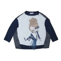 Monnalisa Wijde Top Girl verenrok dots blue