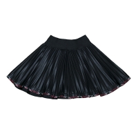 Monnalisa Plooirok Fake leather met geruit randje Black