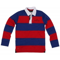 Pointer Polo gestreept rood-blauw