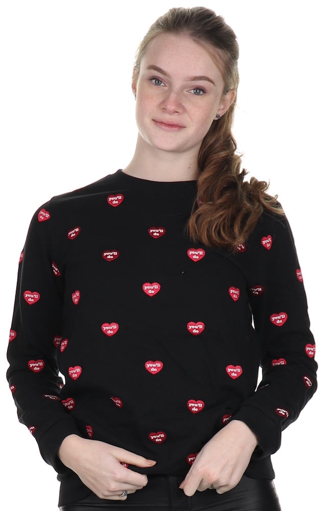 Temerity Kapel Hoogte Zoe Karssen Sweater Hearts All Over Black - €38.99