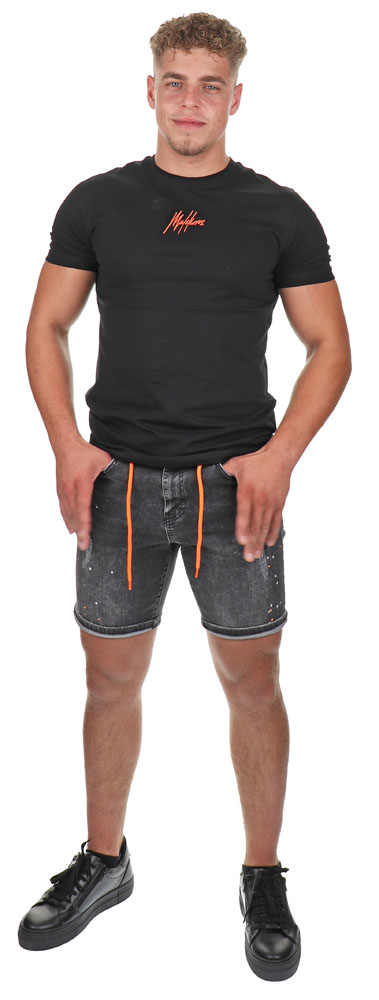 MaleLions Denim short Painted Grey-orange - €23.99