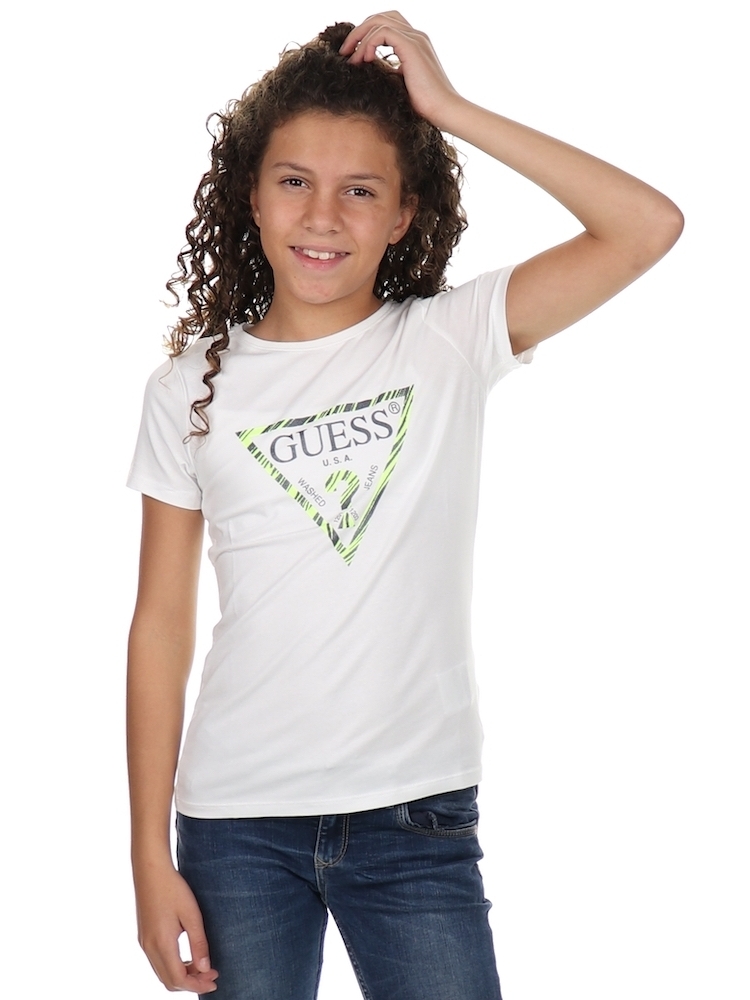 Specifiek Handschrift spuiten Guess Kids T-shirt Logo Neon White - €7.47