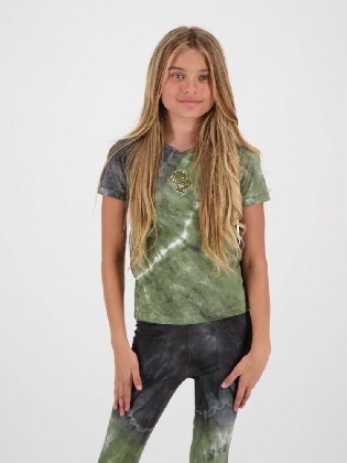 Kids Sale T-shirt Tie Dye Dark Olive/metal Gre