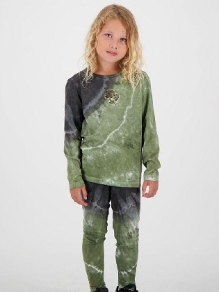 Kids Sale T-shirt Tie Dye Dark Olive/metal Grey