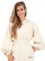 Reinders Hoodie Crop Peplum Sleeves Creme