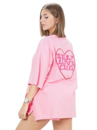 T-shirt Os Splits Self Love Club Flower Pink