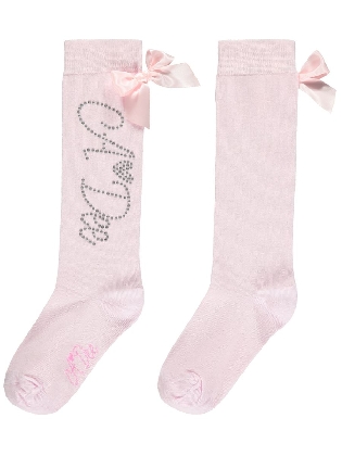 Annabella Diamante logo knee high socks Pale Pink 