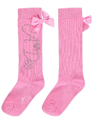 Annabella Diamante logo knee high socks Peony Pink