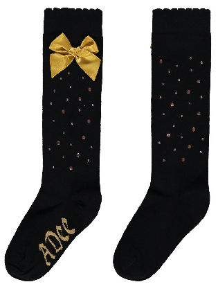 Beth Diamante knee high sock Black