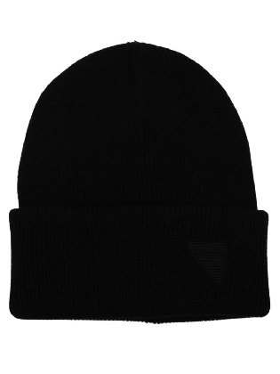 Hat Beanie In Cotton Knit With 3d Logo Rubber Patch  Black