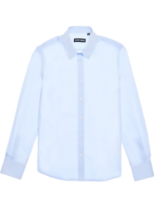 Shirt Regular Fit In Stretch Cotton Poplin Fabric Sky