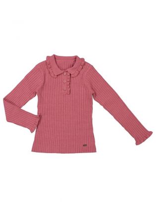 L/s Ribbed Knit Polo          Orchid