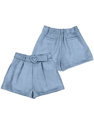 Faux Suede Shorts             French Blu
