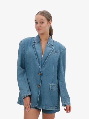 Dames Blazer Oversized Fit Denim Blue