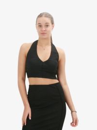 Calvin Klein Dames Top Crinkle Halterneck Zwart