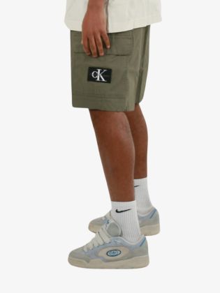 Heren Short Gewassen Cargo Dusty Olive