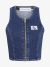 Calvin Klein Dames Top Zip Crop Denim Dark