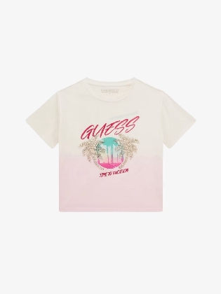 Meisjes Shirt Crop Dip Dye Wit Roze
