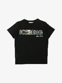 Iceberg Jongens Shirt Zwart Logo Print