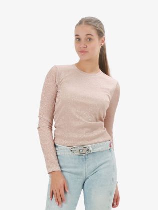 dames longsleeves - Tops Jersey Ludya Peach Glitter