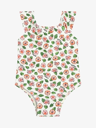 Meisjes Badpak Flowers Wit Roze