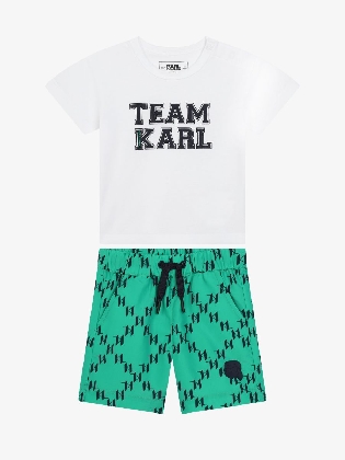 Jongens Set Zwembroek Wit Groen