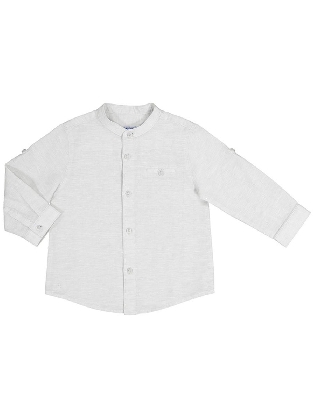 L/s Mao Collar Linen Shirt    White