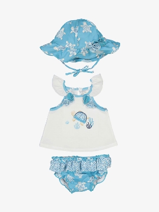 Meisjes Set Zwembroek Buckethat Capri Blue