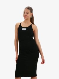 Moschino Dames Jurk Rib Zwart Embleem