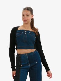 Moschino Dames Top Crop Denim Zwart