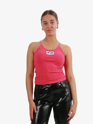 Dames Top Roze Rib Embleem