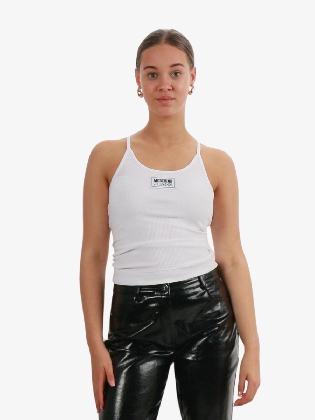 Dames Top Wit Rib Embleem