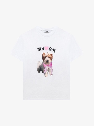 Meisjes Shirt Dog Print Wit 