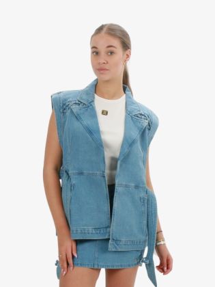 Dames Gilet Kate Moss Bountiful Waistcoat Blue Denim