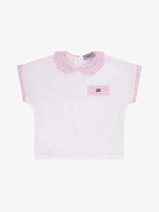 Meisjes Shirt Collar Wit Roze