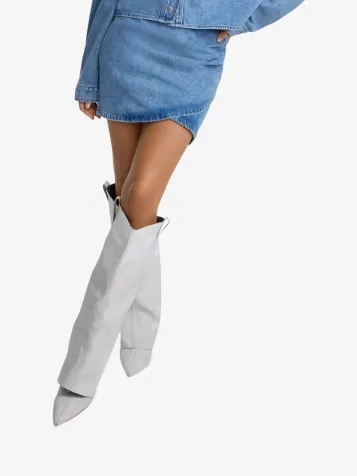 Dames Spijkerrok Fake Wrap Denim Blue