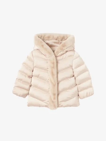 Meisjes Winterjas Satin Beige