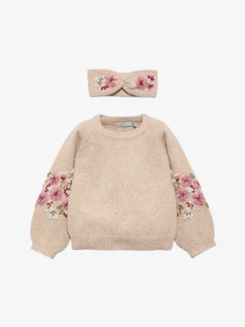 Meisjes Sweater Embroidered Headband Oat