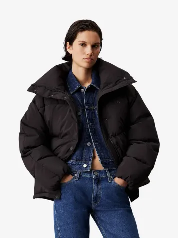 Dames Winterjas Relaxed Puffer Zwart