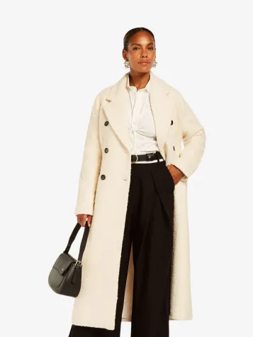 Dames Jas Rebecca Curly Cocoon White