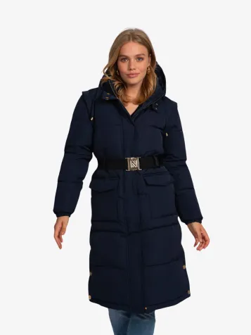 Dames Winterjas Erda Long Puffer Navy