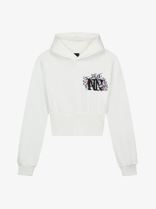 Rib Hoodie Off White/lavender Blue