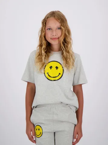 Meisjes T-Shirt Smiley Light Grey