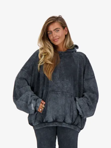 Dames Hoodie Vintage Wash Zwart