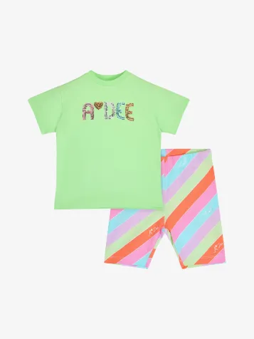 Meisjes Set Bikershort Ellie Tropical Green