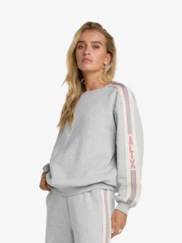 Dames Sweater Stripe Tape Soft Grey Melange