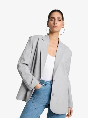 Dames Blazer Flowy Stretch Suit Grey