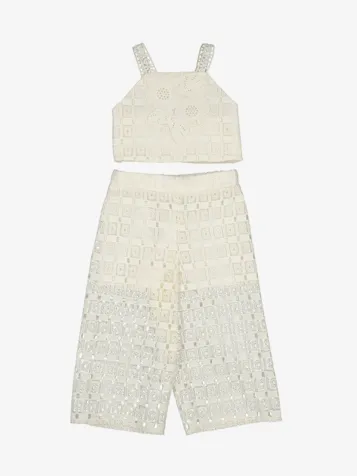 Meisjes Set Crochet Natural